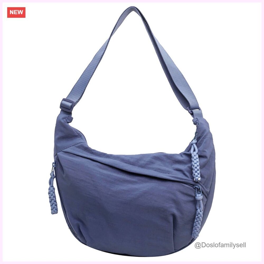 Nylon Crescent Crossbody Bag Adjustable Strap Multi-Pocket Travel Hobo